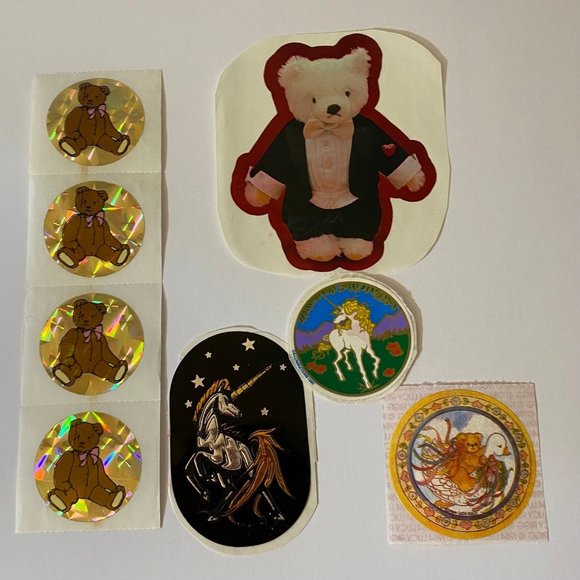 Vintage Bears & Unicorns Stickers Set Lucy Rigg Illuminations & More - Picture 1 of 12